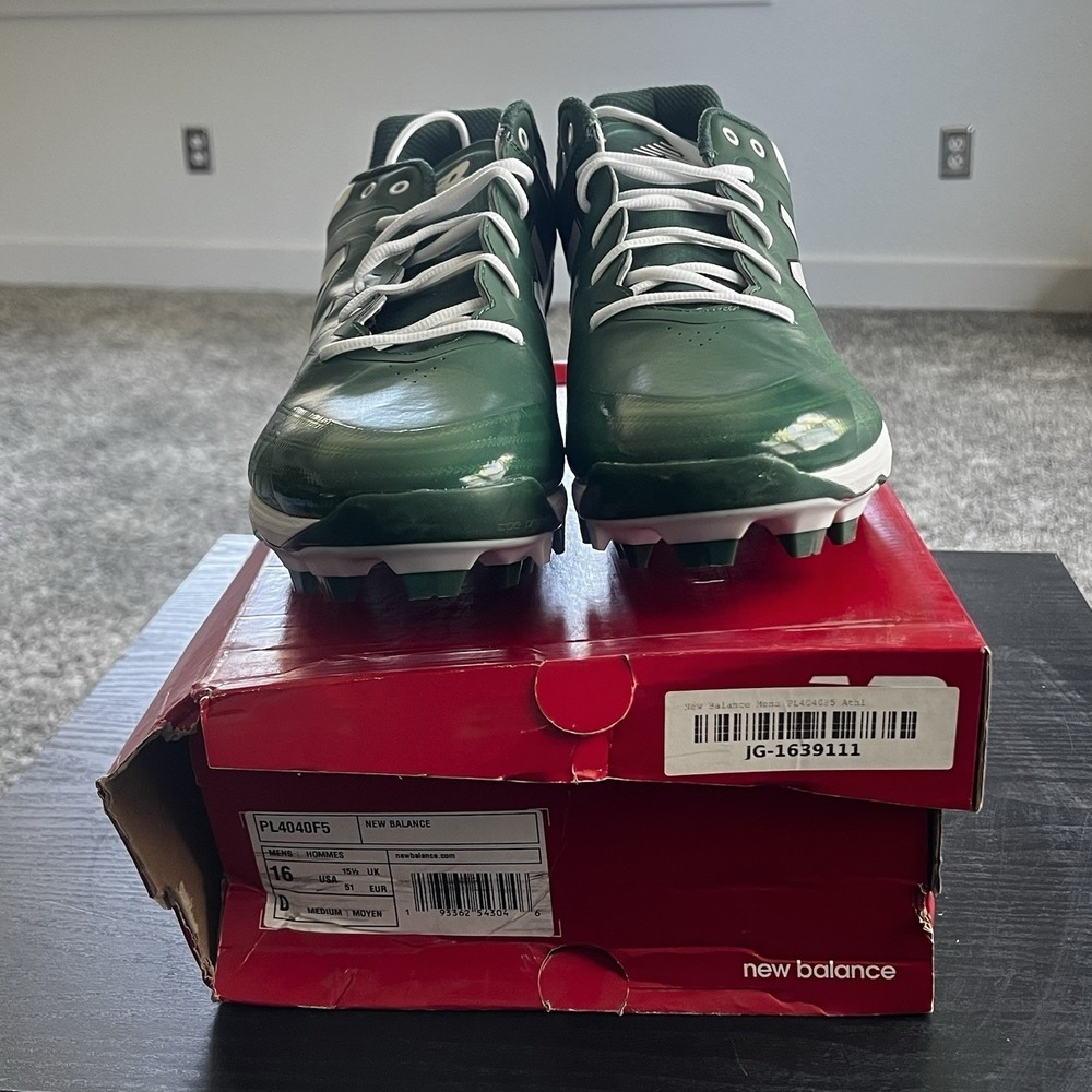 New Balance Mens Pl4040f5 Green/White Baseball Cleats Size 16 D